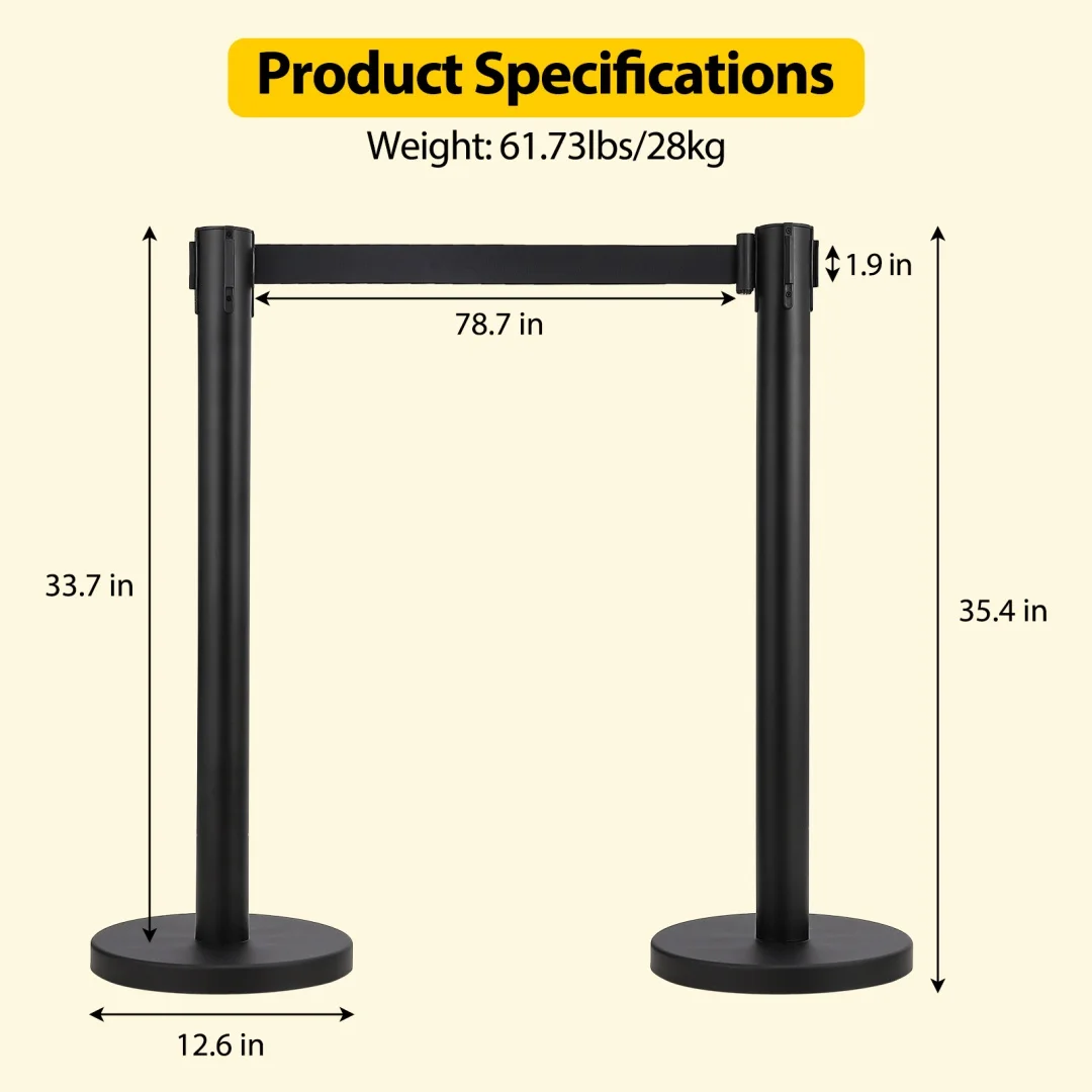 4/6PCS Crowd Control Stanchions, Crowd Control Barriers with 6.5FT Retractable Belts, Stanchion Posts Queue Pole for Crowd