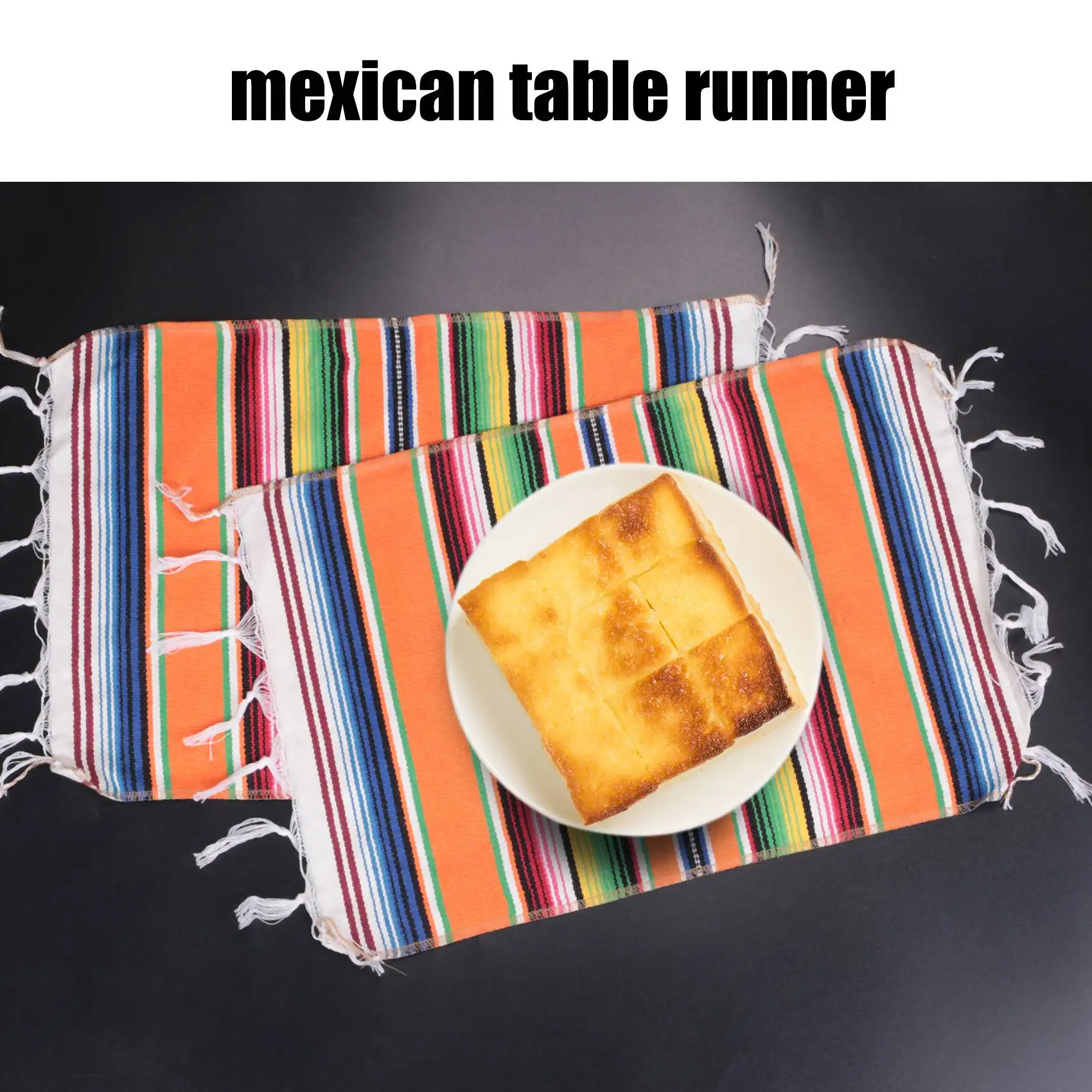 AA83 Mexican Table Place Mats,Mexican Assorted Placemats Mexican Party Wedding Decorations, Fringe Blanket Table Runner 12 x 16 - view 5