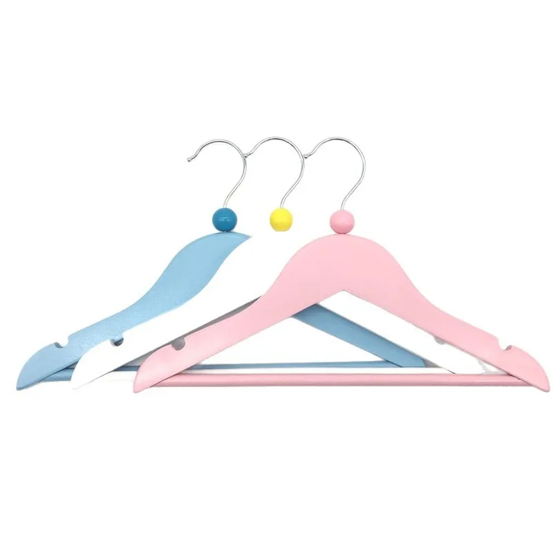 5PCS Kids Wooden Hanger with Colorful Beads, Slip-proof Garment Rack, Ready Stock for Boutique Display and Home Daily Use