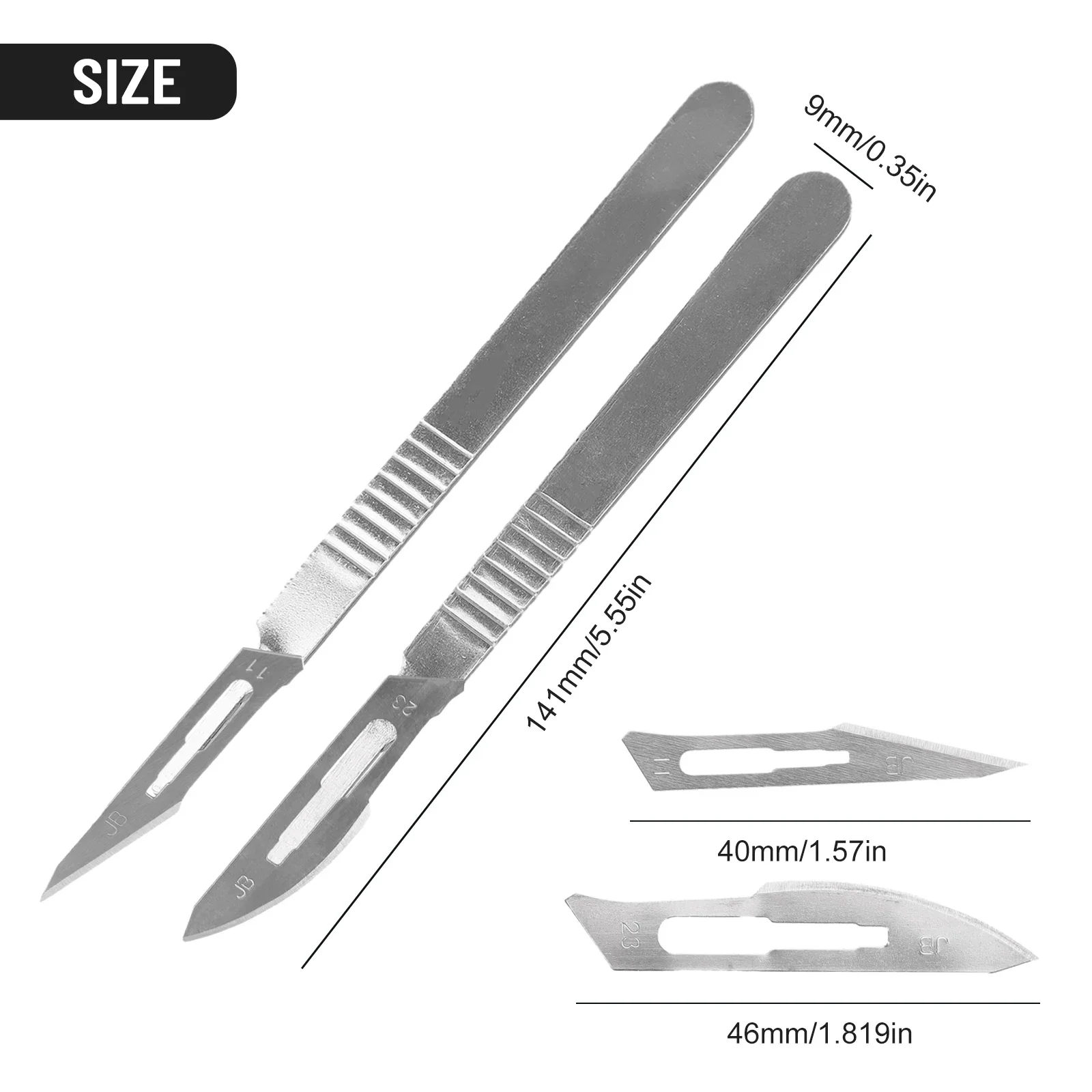 20pc Carbon Steel Scalpel Blades + 2pc Handle Surgical Medical Practicing Cutting Blade DIY Cutting PCB Repair Hand Tools