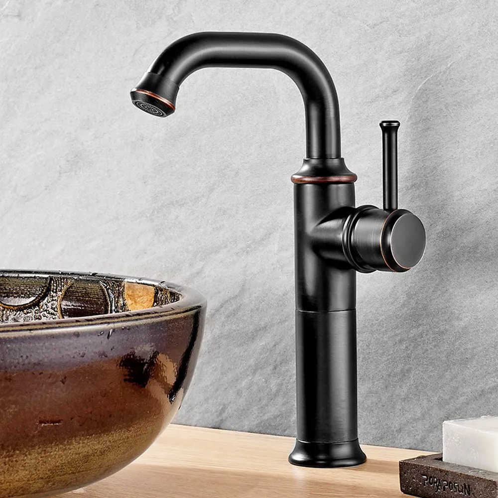 

Black Oil Rubbed Brass Single Handle Swivel Spout Bathroom Vessel Kitchen Sink Basin Faucet Mixer Tap asf092