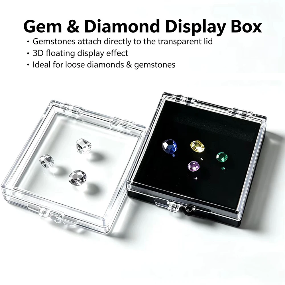 Loose Diamond Display Box Floating Gem Packaging Storage Case Stone Showcase Zircon Piercing Jewelry Gemstone Organizer Box Tray