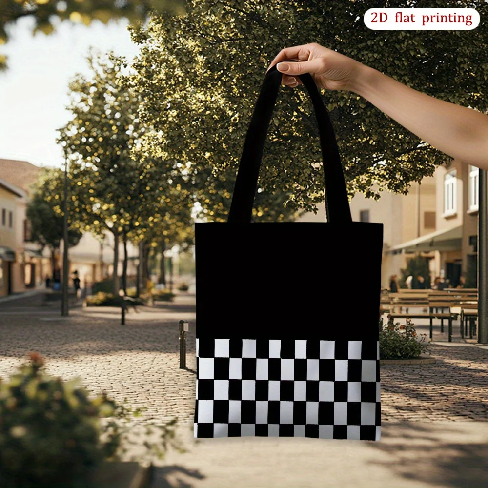 Plaid Tote Bag - Lightweight, Versatile Shopper Bag , Ideal for Travel, Work, and Everyday Use, Machine Washable