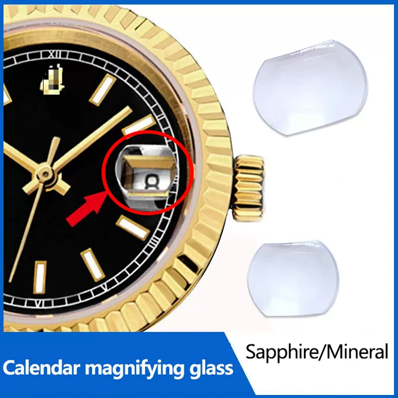 Round 4.0mm Swiss date window watch lens for Rolex Tudor Magnifying glass Square Sapphire 7*5.5mm 5.8*4.5mm calendar crystal