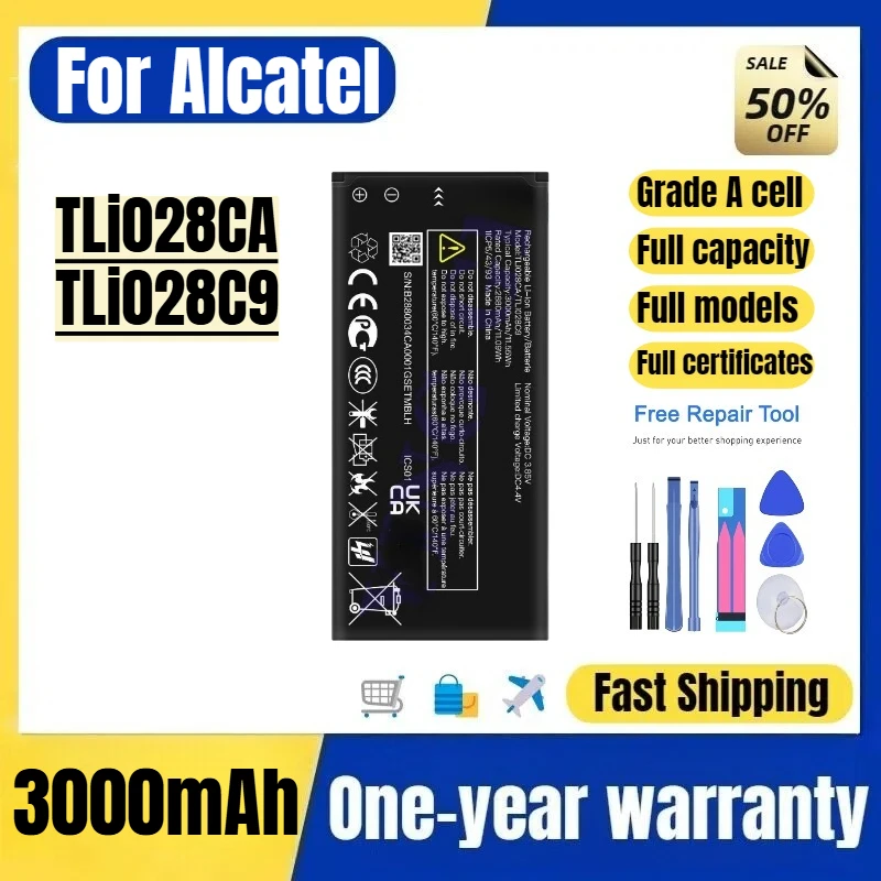 

TLi028CA/TLi028C9 for Alcatel Phone Batteries 0 Cycle High Quality High Capacity Replacement Bateria Grade A Cell with Tools