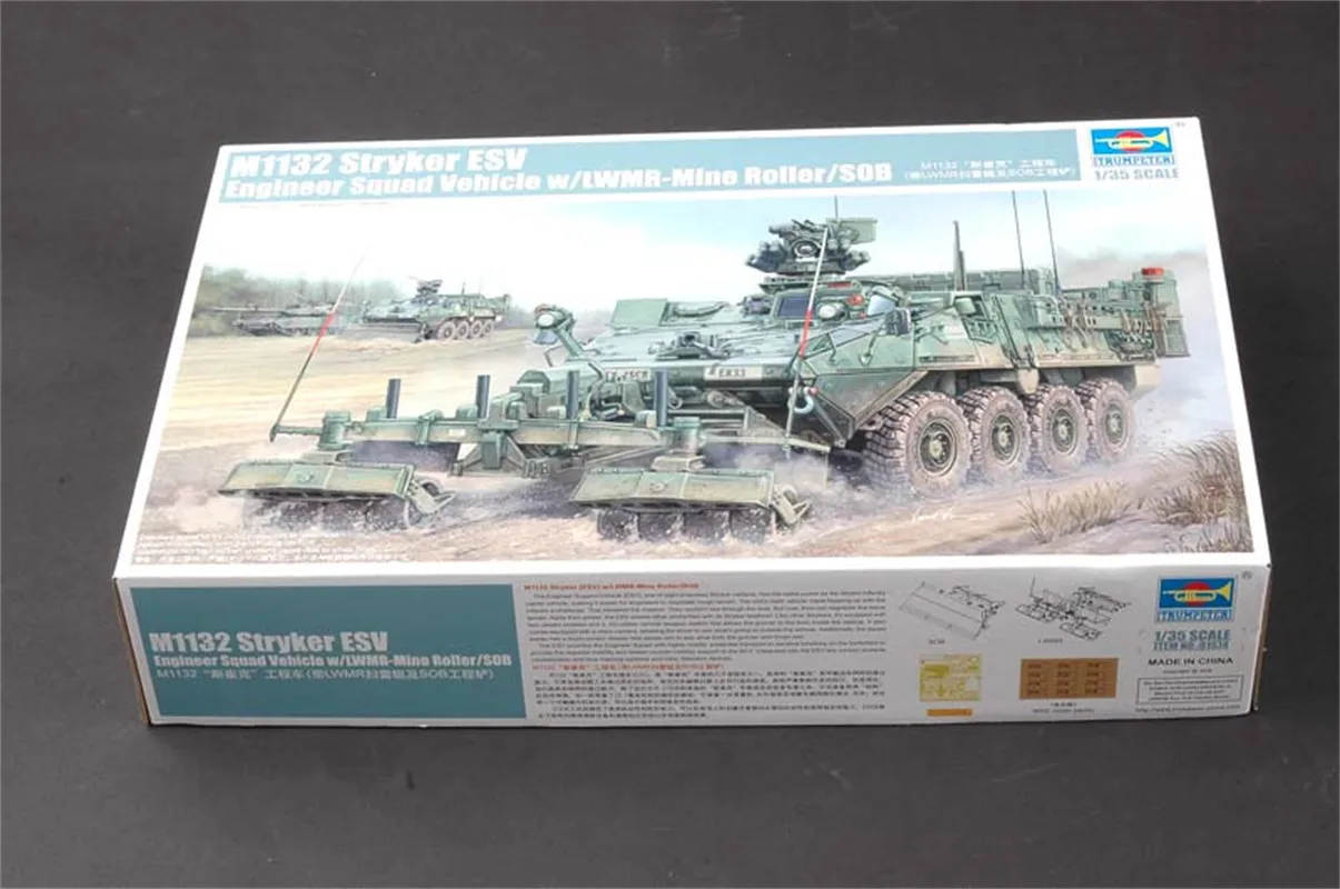 Trumpeter 01574 1/35 Scale M1132 Stryker Engineer Squad Vehicle w/LWMR-Mine Roller/SOB Military Plastic Assembly Model Kits