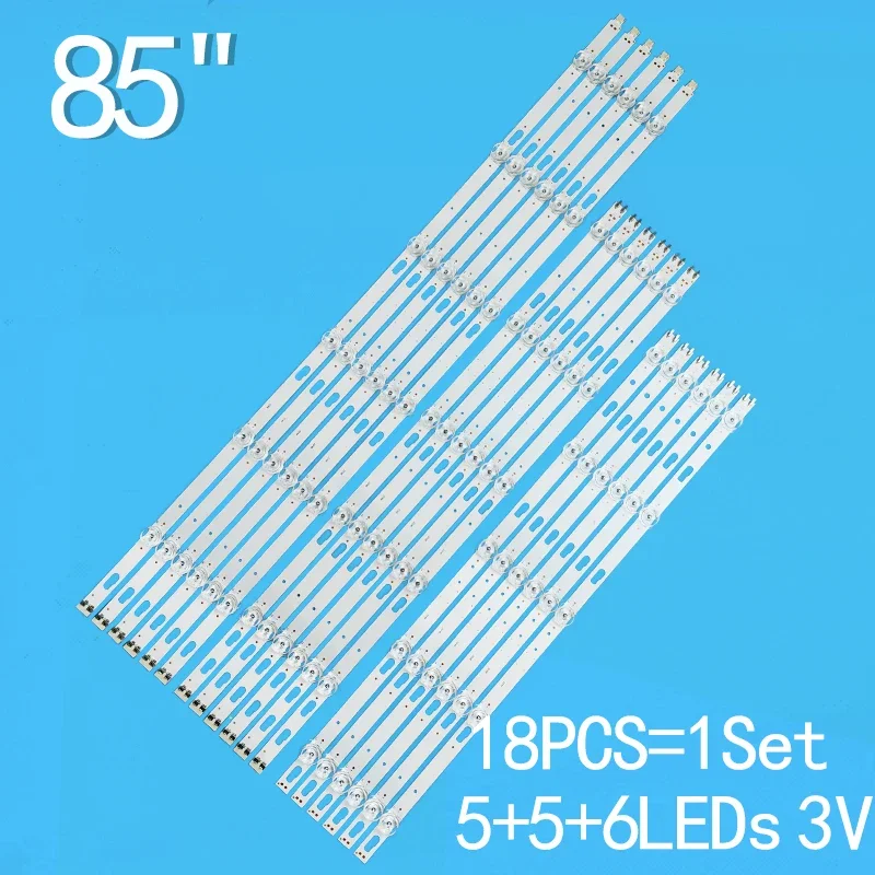 Pour 85 "TV UA85TU8000JXXZ V0T7-850SMA-R0 5 + 5 + 6LED 85R/L/M R00 18Pcs/1Set LED Rétro-Éclairage Bande