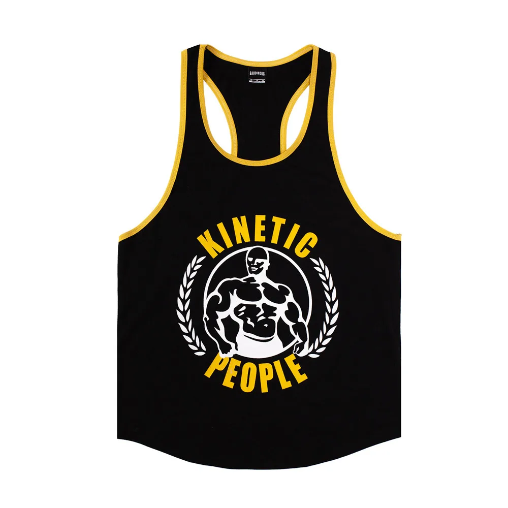 Cotton Bodybuilding Sport Tank Tops Men Gym Fitness Workout Sleeveless Shirt Male Stringer Singlet Summer Casual Print Undershir image 2