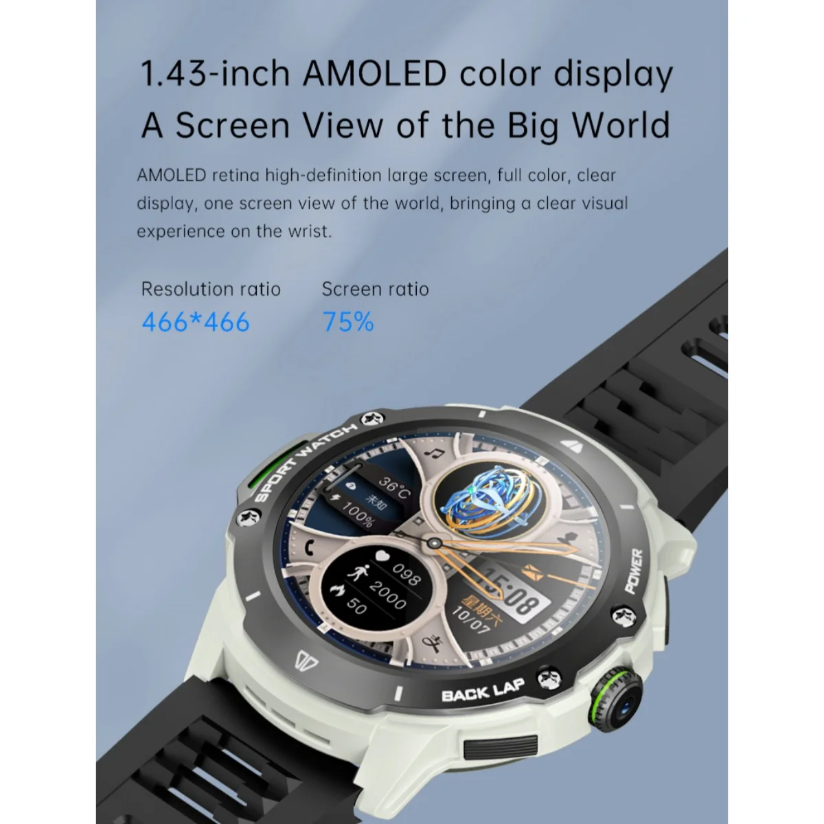 Smart Watch con scheda SIM di rete 4G con fotocamera da 8GB + 128GB 1.43 \'\'AMOLED 200W con GPS Wifi Google Play Smartwatch Android