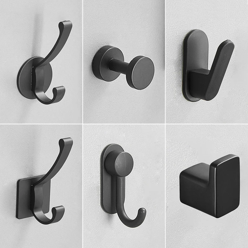 

2pcs Wall Clothes Hook Aluminum Wall Clothes Hanger Bathroom Wall Towel Hook Bathroom Metal Wall Hook Nail-Free Wall Hanger