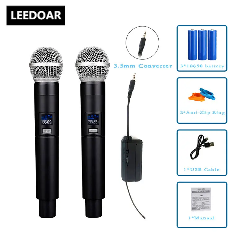 

UHF Wireless Microphone Professional Receiver Transmitter System Universal Handheld Mic with Karaoke Business Meeting Microphone