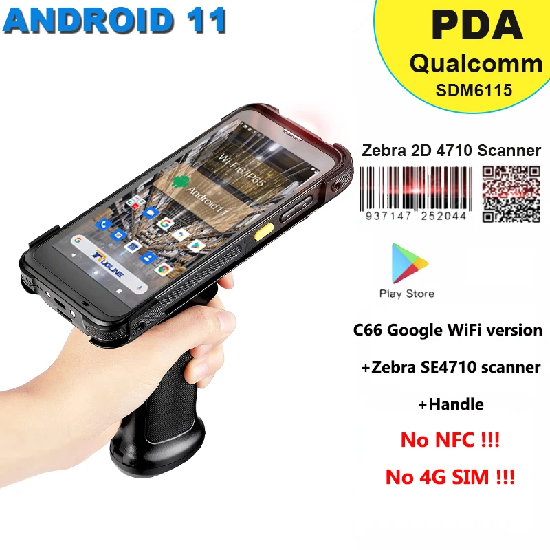 C66 Rugged WiFi PDA device with Wi-Fi  Barcode scanner  Fully working Google Play Store only no SIM card no NFC