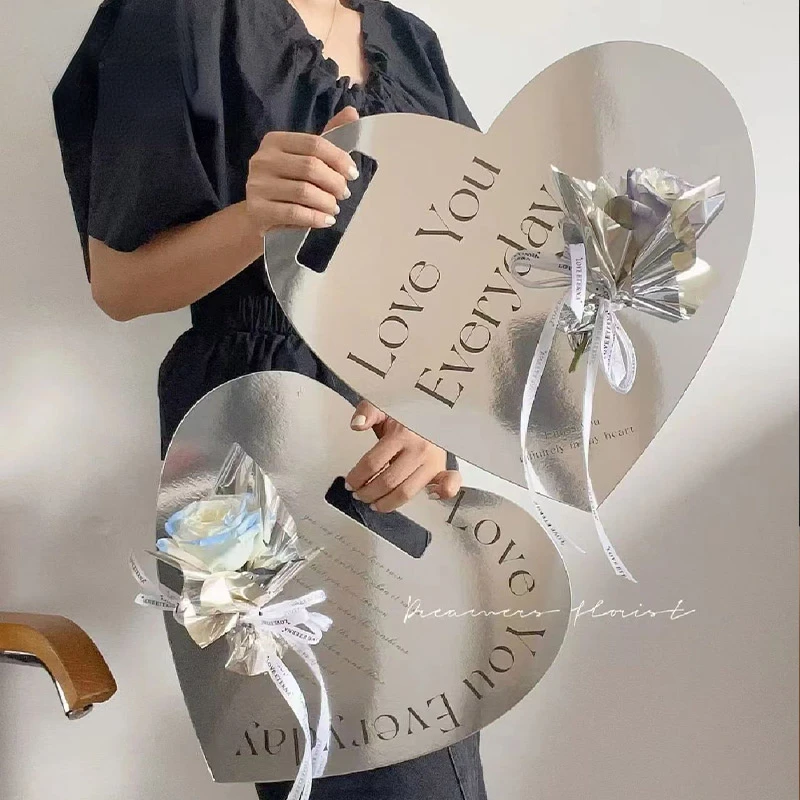 3 sztuk ręcznie-, która odbyła się miłość pojedyncze bukiet karta srebrne lustro wiele pudełek miłość cię seria kwiatek walentynkowy torba
