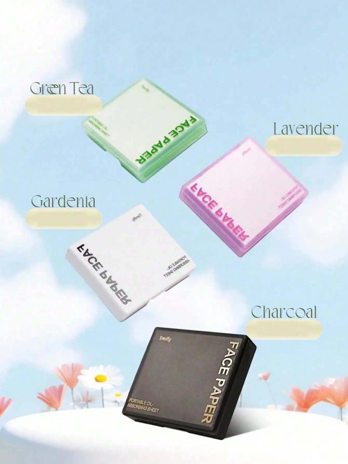 100 Sheets Bamboo Charcoal Oil Control Film With Powder Puff, Mirror, Portable Oil Absorbing Facial Blotting Paper For Men