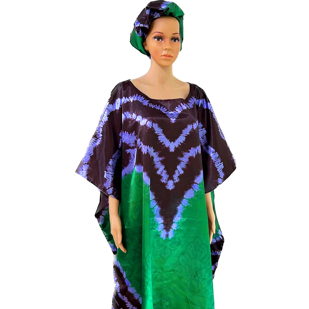 Vestidos africanos verdes para mujer, ropa tradicional Original, vestido Dashiki, Noble, vestidos de noche estampados con bufanda