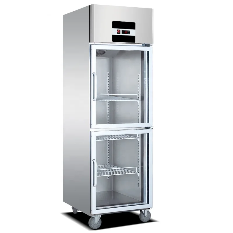 

Холодильник с одной стеклянной дверью для напитков и пива, 500 л, кухонное оборудование из нержавеющей стали, электрическая портативная установка для отелей