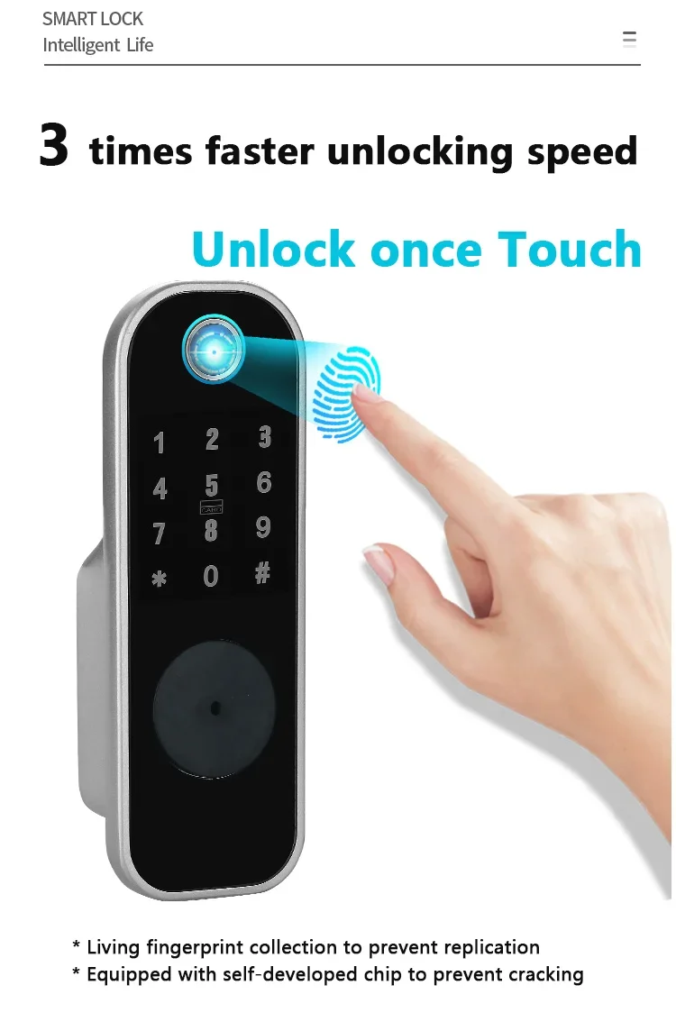 Key password to unlock multi-function security code card electronic double-sided fingerprint RIM smart door lock