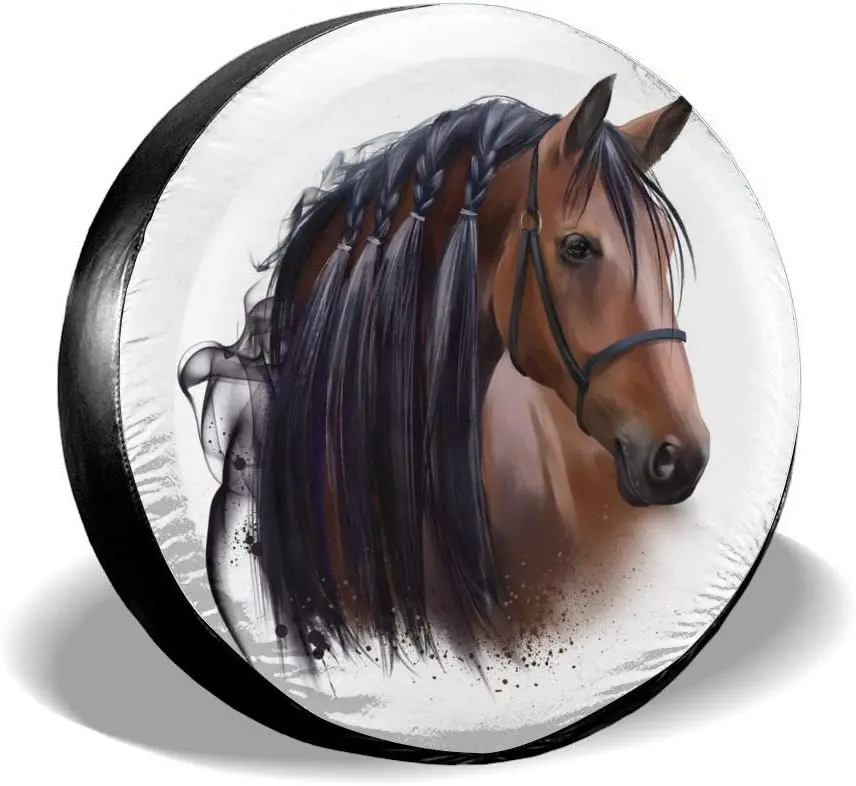 Delerain Horse Spare Tire Covers forRV Trailer SUV Truck and Many Vehicle, Wheel Covers Sun Protector Waterproof (15 Inch