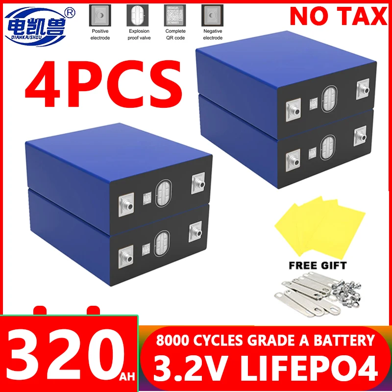 

4pcs new 3.2V 320Ah 280Ah 202AH 105Ah LiFePO4 battery 3C Lithium iron phosphate battery DIY 12V 24V 48V Golf Cart Yacht RV solar