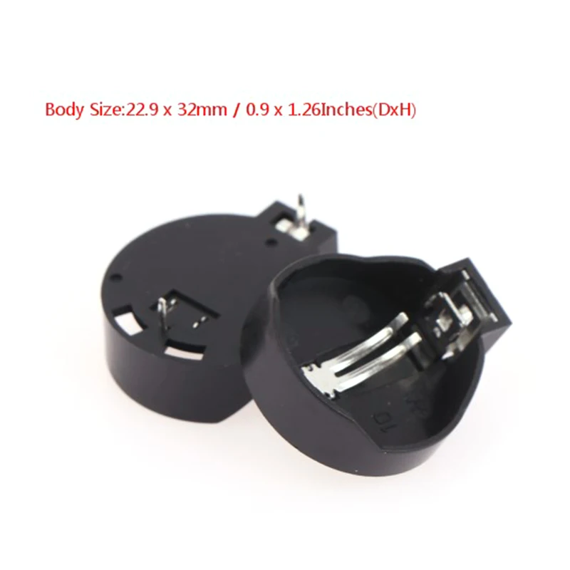 10PCS Environmental protection material Case Black Coin Cell Button Socket Holder Case CR2032 Coin Cell Battery Holder