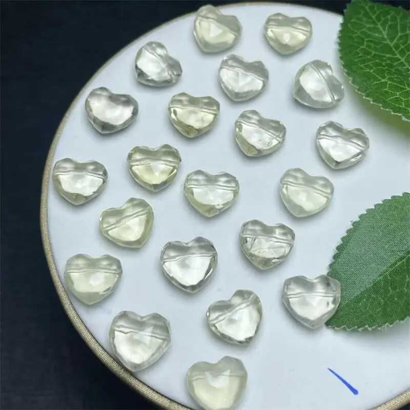 天然のシトリンファセットハートペンダント,癒しの風水,イヤリングとブレスレットの作成,ジュエリーギフト,DIYアクセサリー,12x13mm, 5個