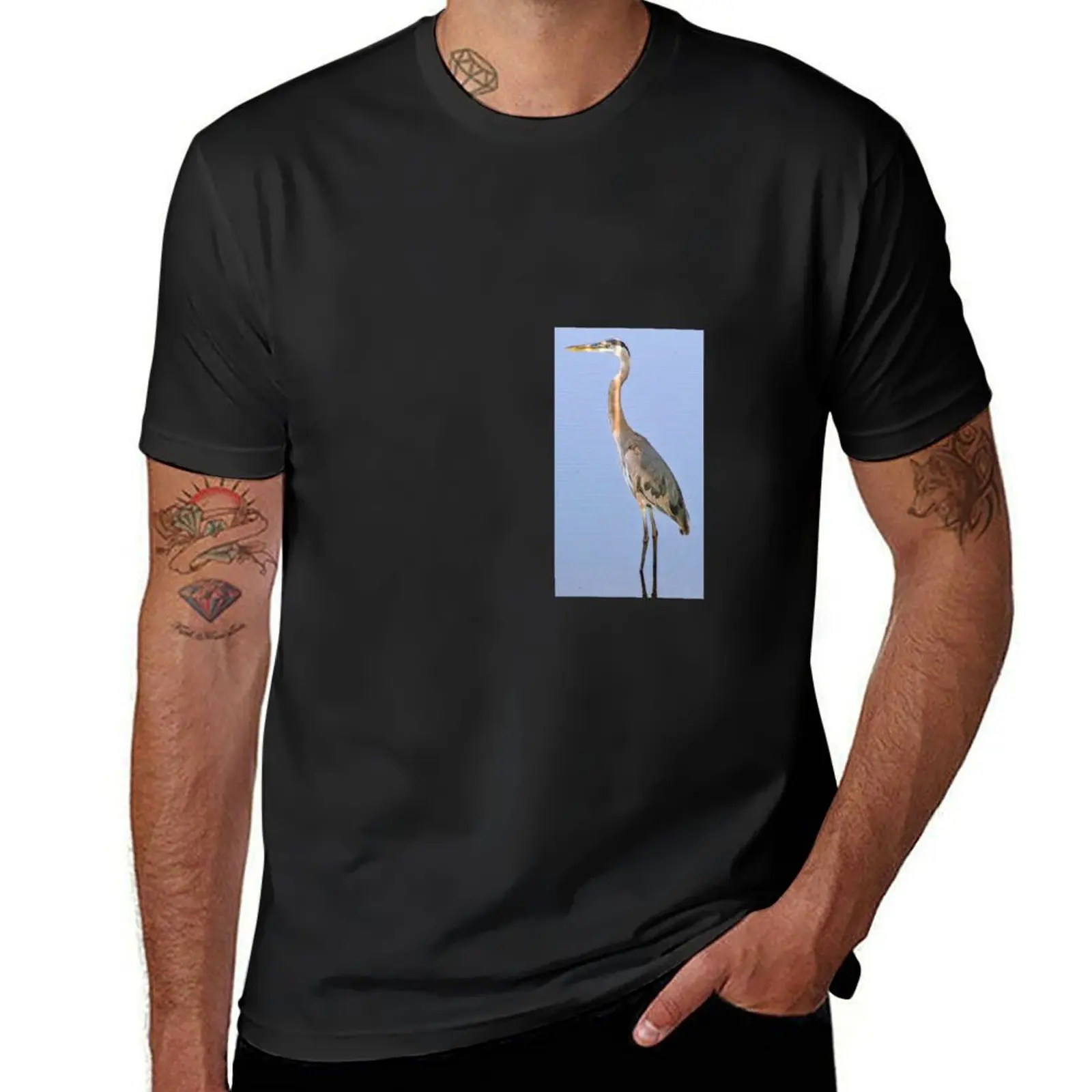 

Great Blue Heron Watches the Watcher T-Shirt blanks plus sizes aesthetic clothes for a boy mens funny t shirts