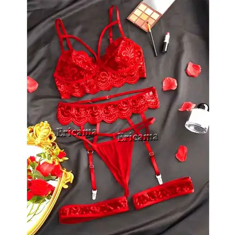 sexxy Lingerie Woman Lace Transparent Underwear Brief Sets Bra Kit Push Up Breves Sets Thin sexxy Erotic Lace Bra And Panty Set