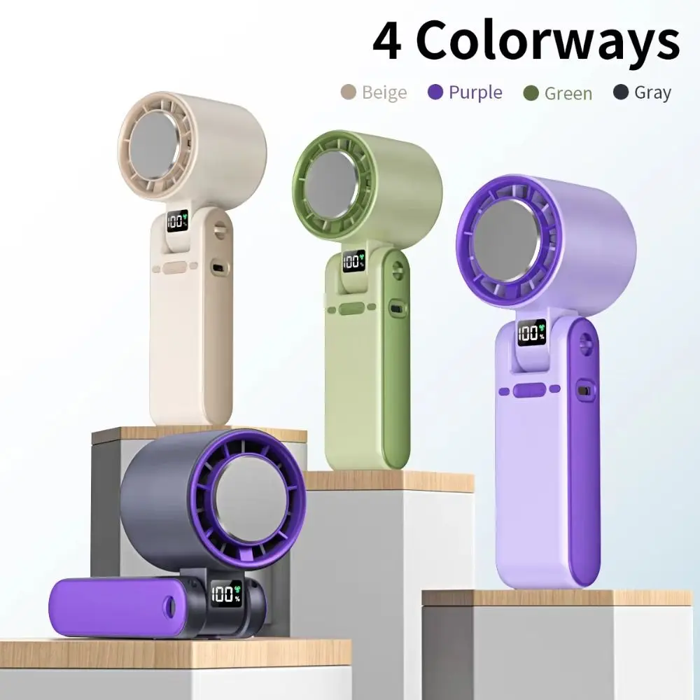 New LED Display USB Fan Powerful Rechargeable Quiet Fan High Speed Folding Portable Fan Office Use