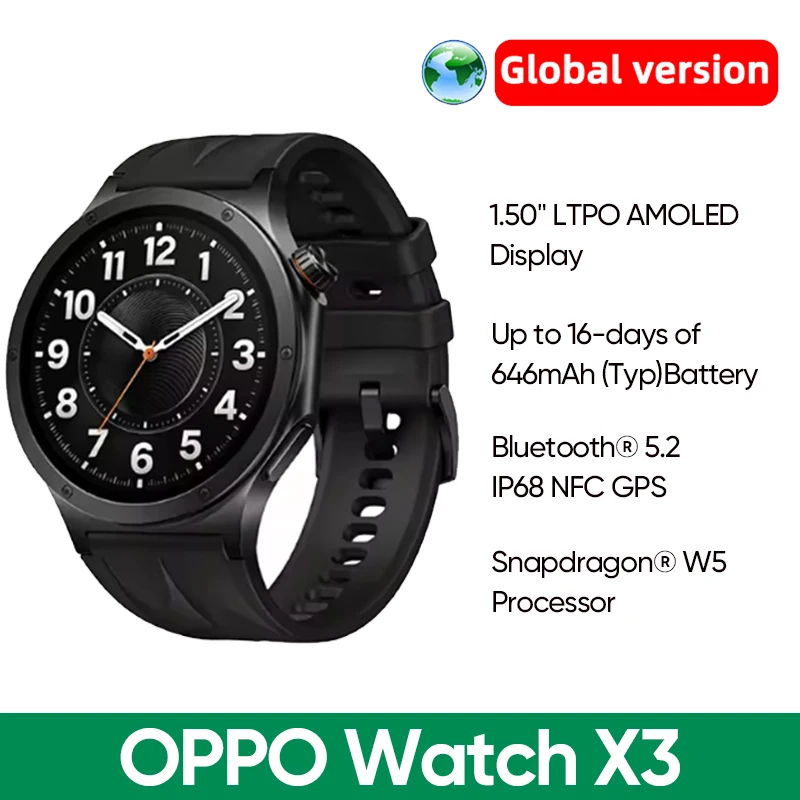 Global Version OPPO Watch X3 Smart Watch Ultra-Light Titanium Alloy Case 1.50