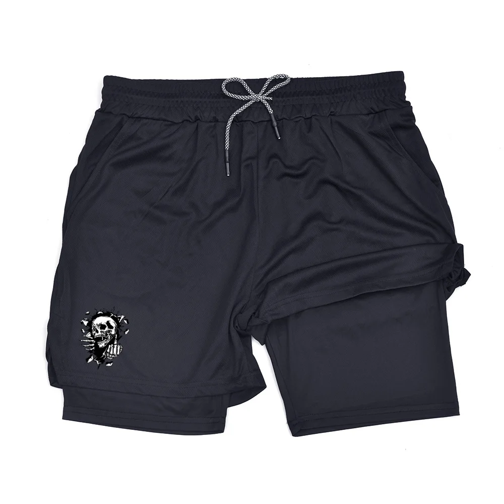 

2-in-1 Men's Workout Shorts Quick Dry with Phone Pocket Towel Loop Gym Running Fitness Compression ZY00112