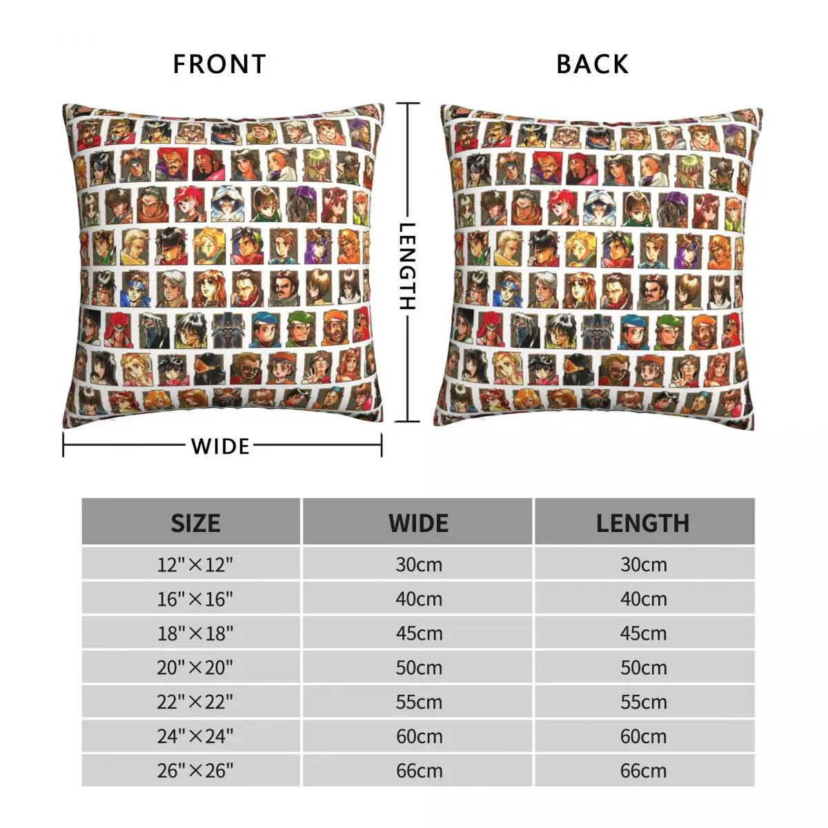 Suikoden Cast Square Pillowcase Polyester Linen Velvet Printed Zip Decor Room Cushion Cover