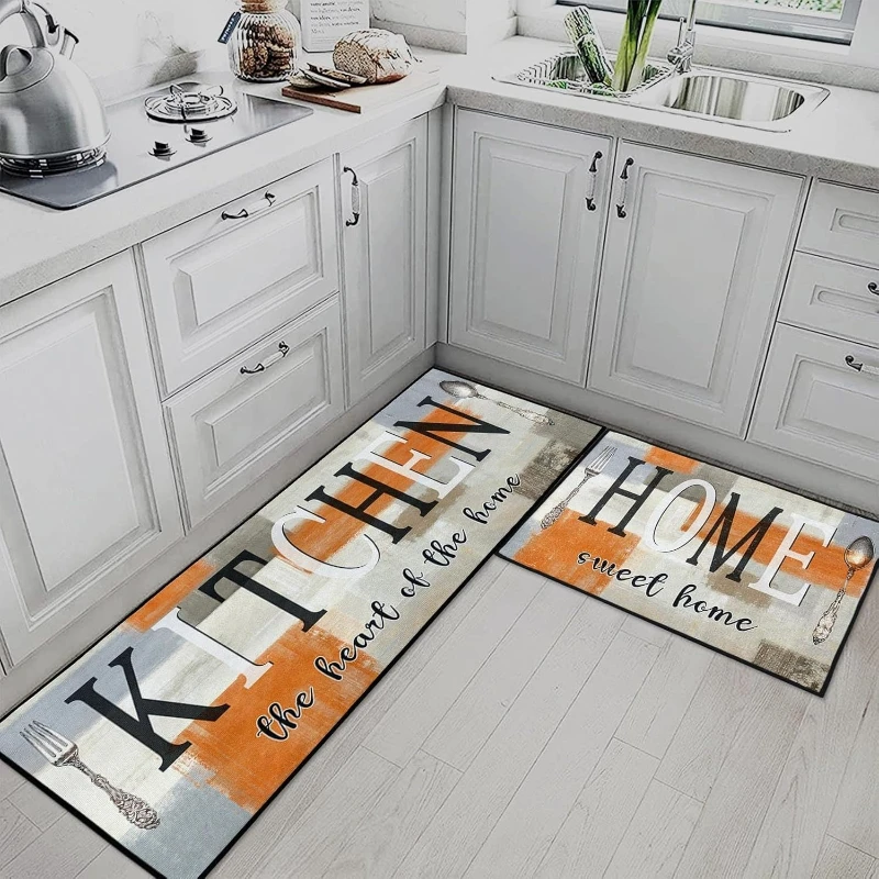 Kitchen Carpet Comfort Blue-green Mat Vintage Farmhouse Design Style Long Rug for Kitchen Home Decoration Alfombra De Cocina