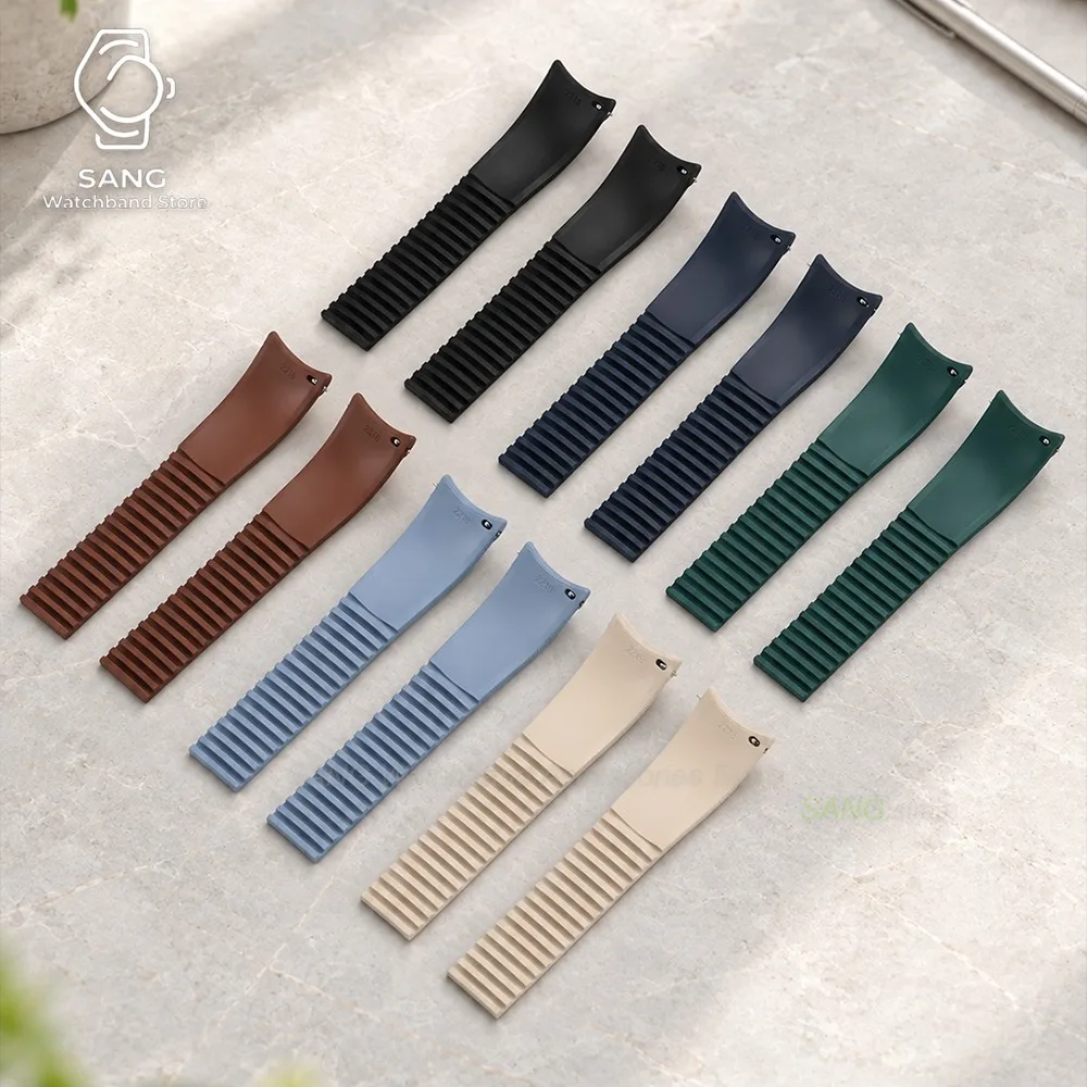 20mm 21mm 22mm Schnellverschluss Uhrenarmband mit gebogenem Ende, neues weiches FKM Fluorkautschuk Uhrenarmband, Herren Armband, universelles Sportarmband – Detail 12