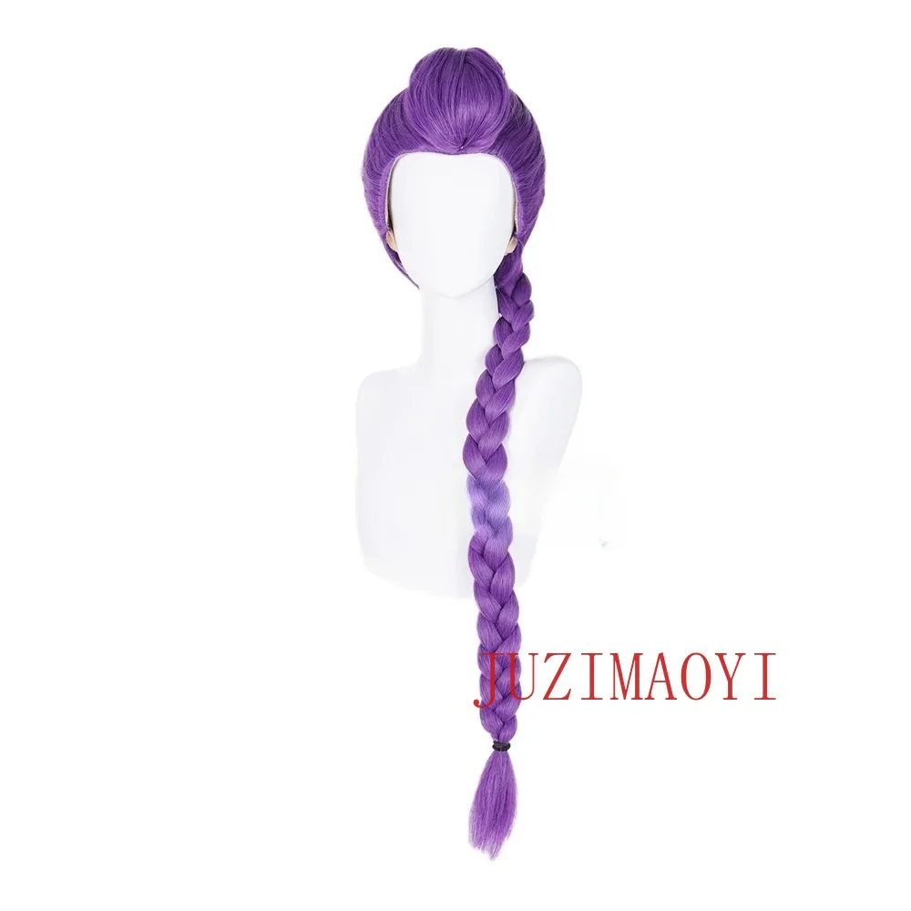 Rumi Cosplay Synthetic Wig Pre Braided Purple Woman Hair 105cm Fluffy Yaki Ponytail  Anime Heat Resistant Wigs