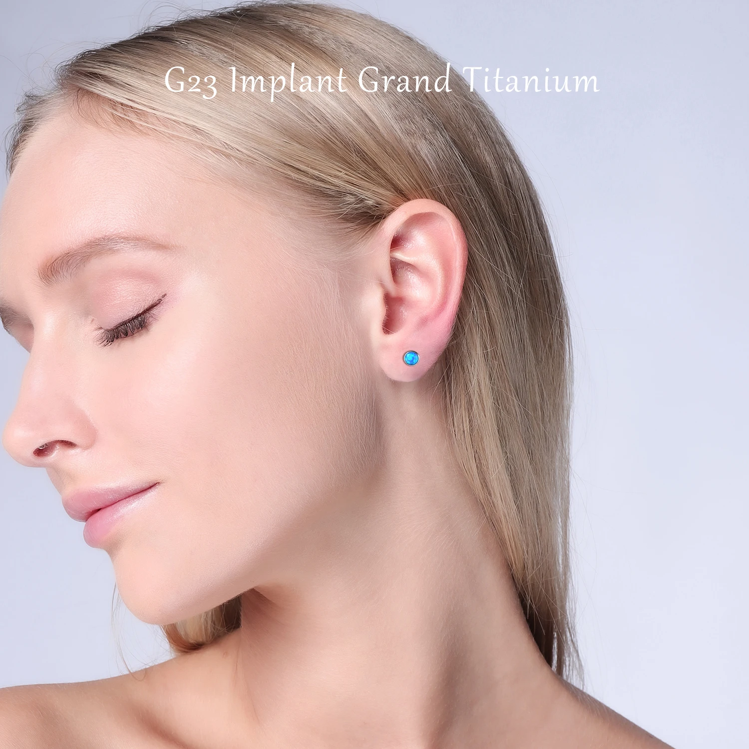 G23 Titanium Cubic Zirconia Opal Birthstone Tiny Stud Earrings for Women Girls