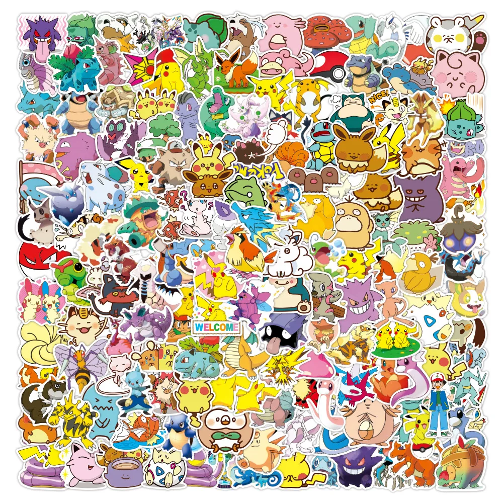 Autocollants de dessin animé Pokémon pour enfants, décalcomanies esthétiques, décoration Kawaii, jouet pour ordinateur portable, téléphone, voiture, valise, édition Q, 10 pièces, 30 pièces, 50 pièces, 100 pièces