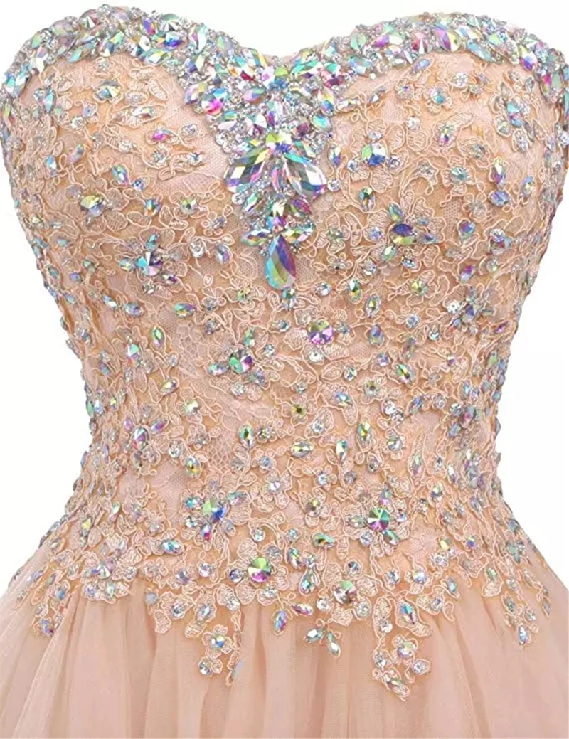 Bealegantom Sweetheart Neck krótkie sukienki na powrót do domu zroszony kryształowy cekin Backless Graudation bal Party suknia koktajlowa QA582