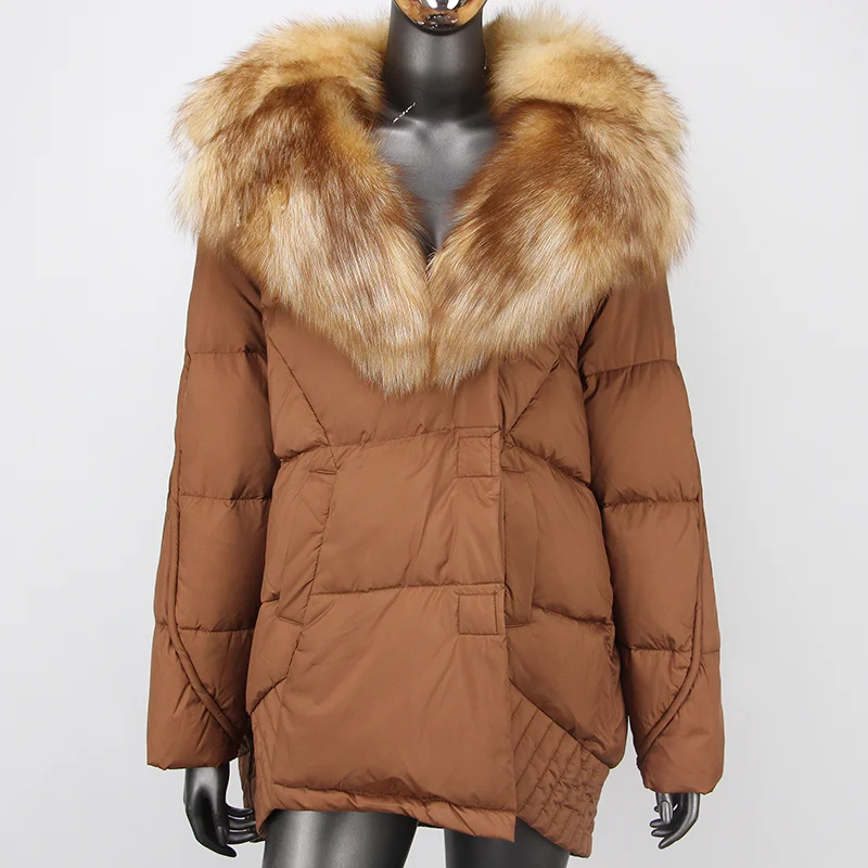 FURYOURSELF-abrigo con cuello de piel de zorro Natural Real para mujer, chaqueta cálida de plumón de pato blanco, prendas de vestir de lujo, ropa de calle femenina, invierno, 2023