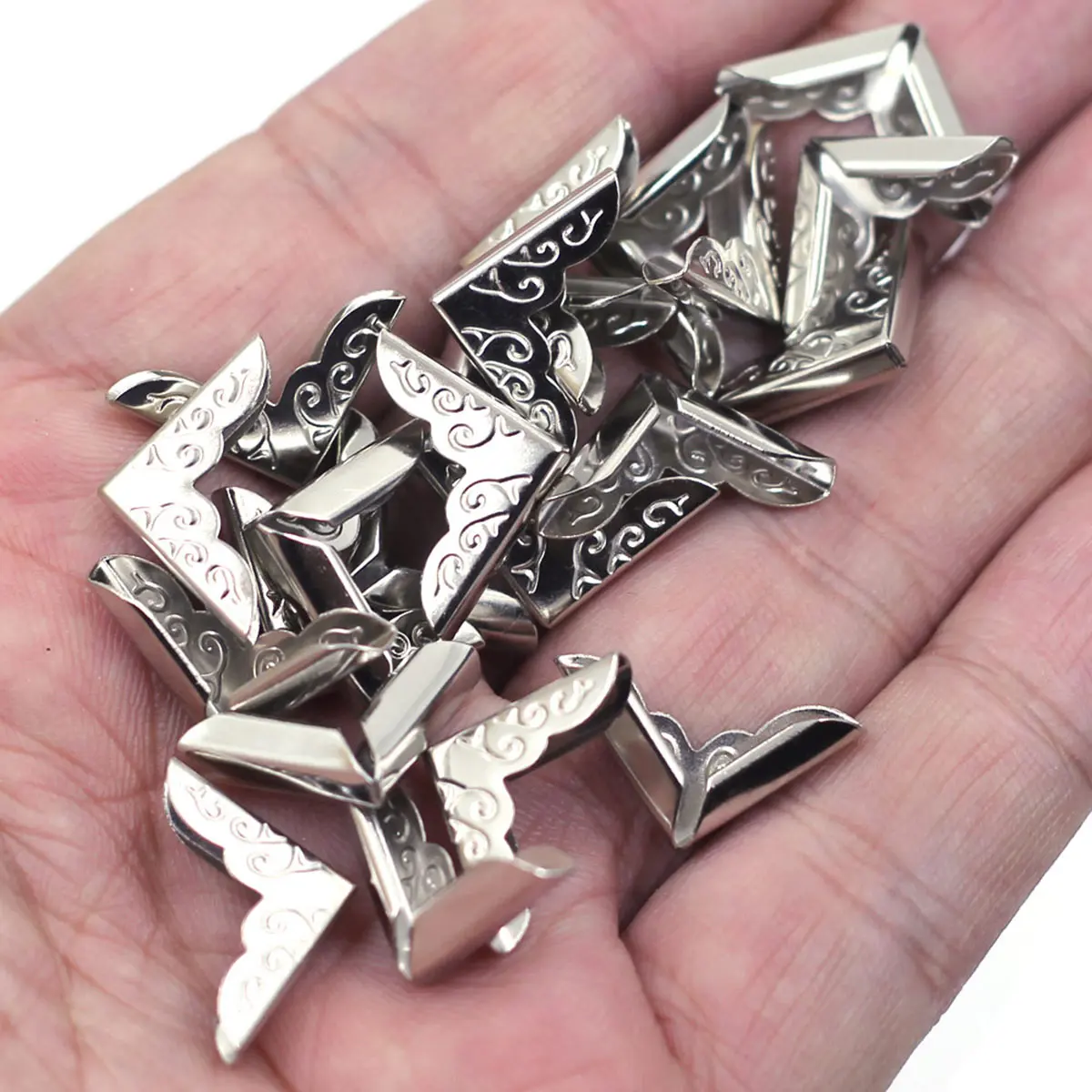 20PCS DIY Silver Tone Menus Album Book Corners Edge Cover Motif Guard Protector Angle Cover Pad For Scrapbook Notebook Folders