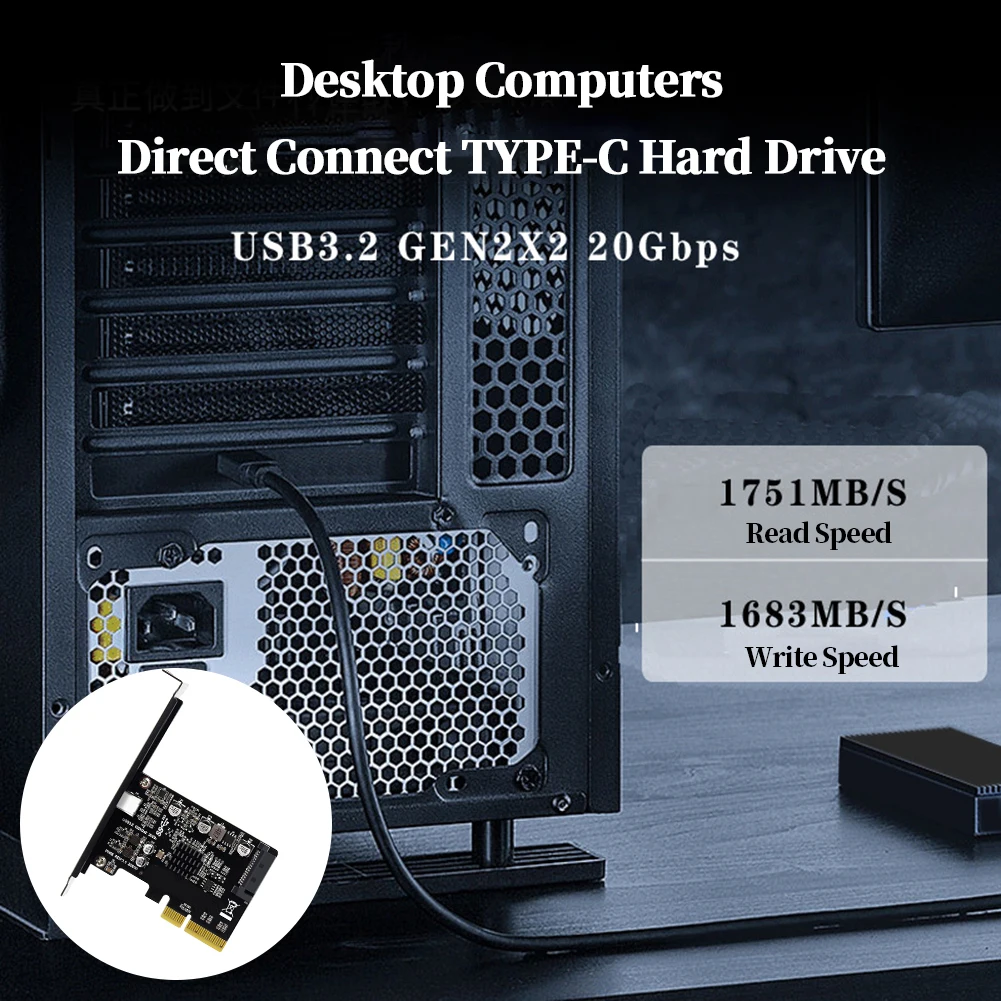 USB PCIE Card Type C PCI-Express To USB 3.2 Gen 2 Riser Card 20Gbps PCI Express X4/X8/X16 to Type C USB 3.2 Gen2 Expansion Card