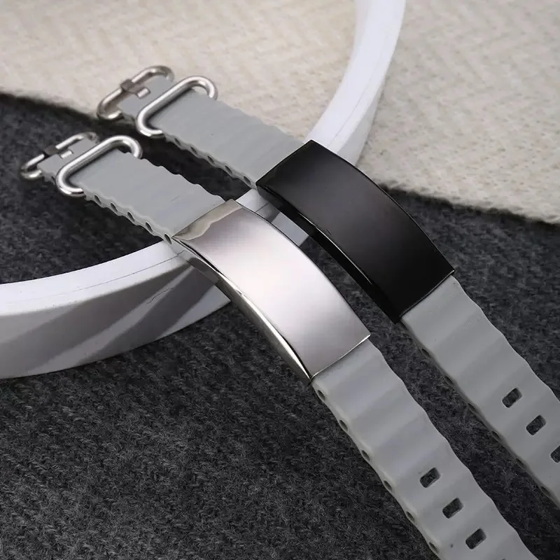 10Pieces Stainless Steel Engraved Silicone Ocean Strap DIY Customized Couple Bracelet Child Anti Loss Bracelet Fashion Jewelry