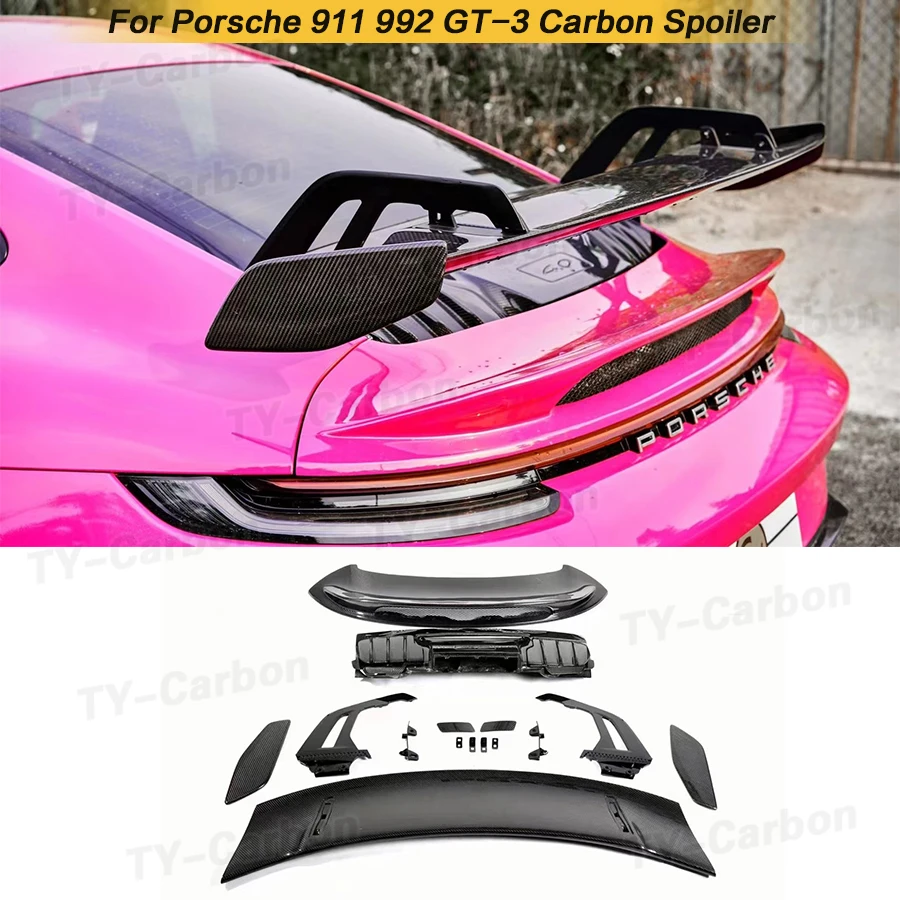 

For Porsche 911 992 Carrera GT-3 Style 2019-2023 Car Body Kit Carbon Fiber Rear Trunk High Tail Rear Spoiler GT Wing FRP