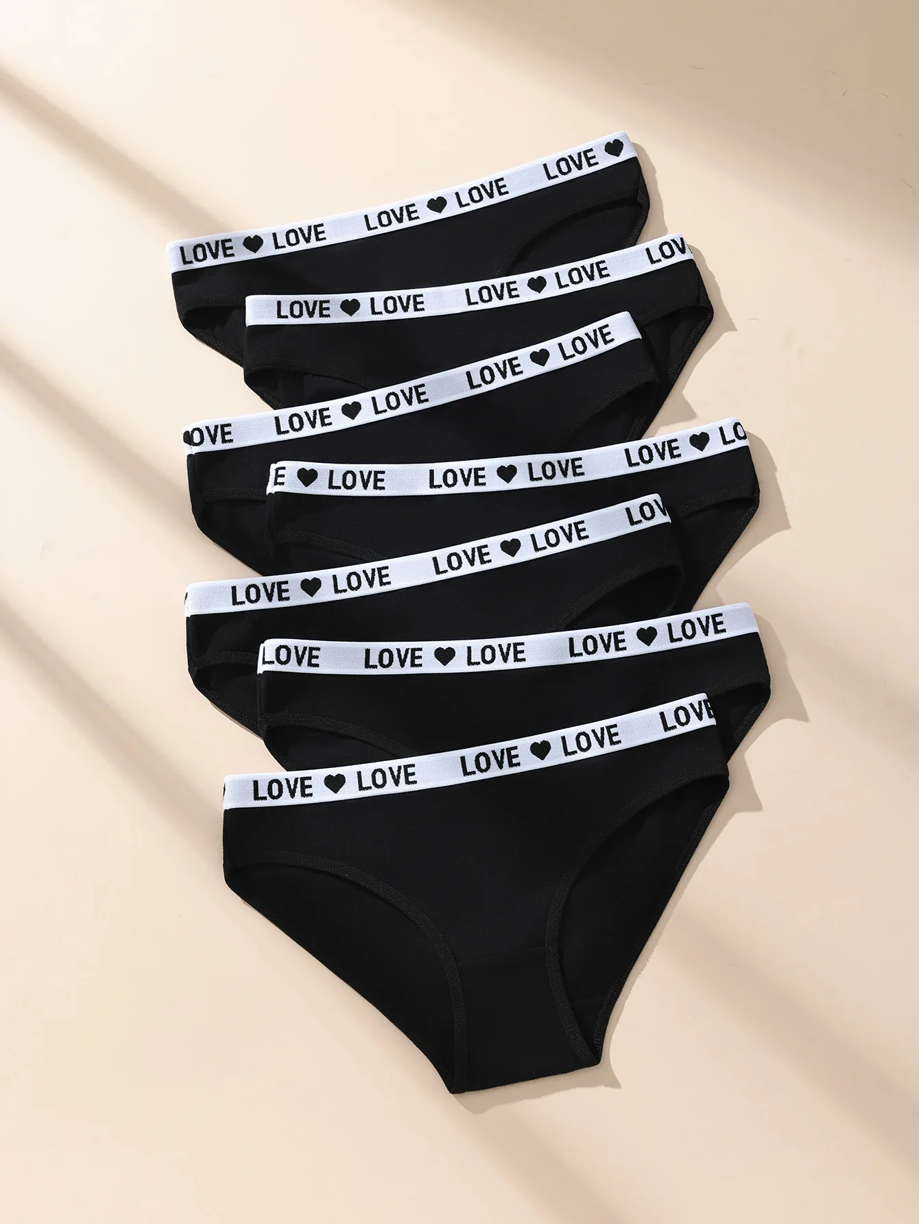 7Pcs European Style Low Waisted Sexy Antibacterial Buttocks Enhancing Underwear for Women Simple Comfortable Breathable Letter