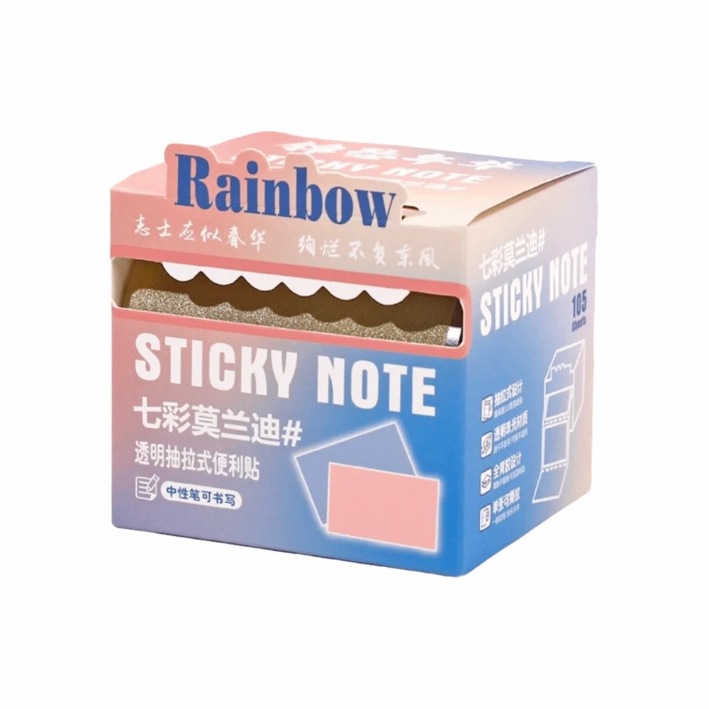 กระดาษโน้ตแบบดึงออก สีมาการอง สไตล์เกาหลี แผ่นบันทึกข้อความแบบมีกาวในตัว โปร่งแสง