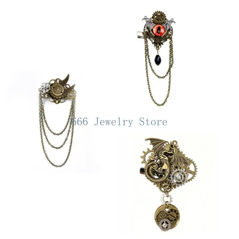 F2TD Unique Steampunk Inspired Wing Gear Brooch Alloy Metal Pin Steampunk Costume Jewelry For Gothic Lovers And Trendsetters