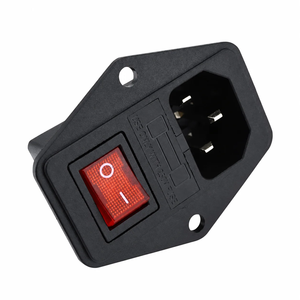 IEC320 C14 Power Inlet Module 10A 250V 3 Pin Male Socket with 5A Fuse Rocker Switch for Arcade Machine Equipment