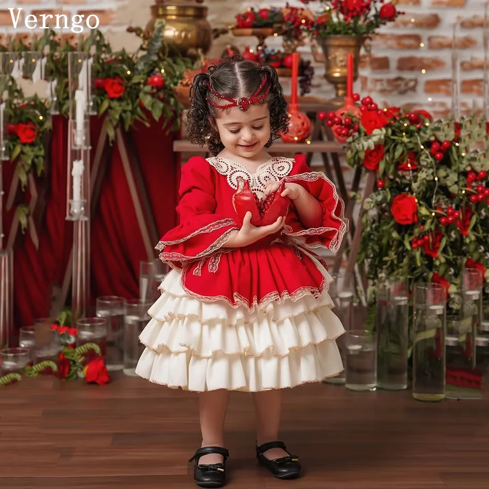 

Verngo Child Celebrity Min Party Dress O Neck Full Sleeves Girl Flower Dress Celebrity Tutu Dress Dubai Baby Dress Customized