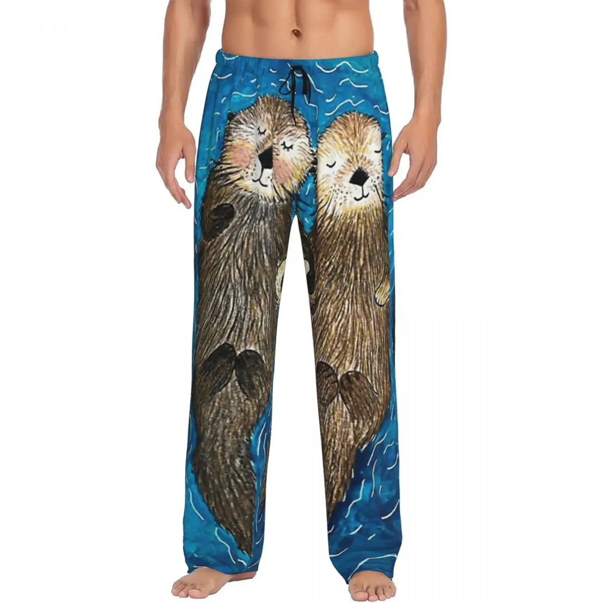 

Custom Otter CUTE SLEEP Pajama Pants Men Sleepwear Sleep Lounge Bottoms with Pockets