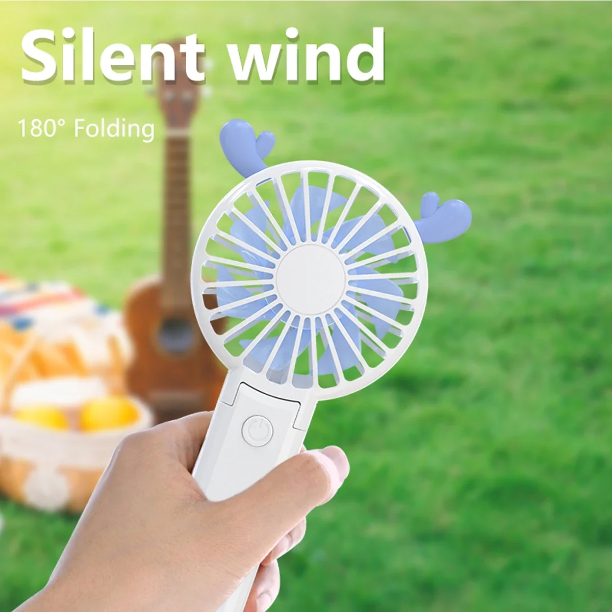 Miniventilador silencioso, recargable por USB, plegable, funciona con pilas, escritorio, horas de trabajo, oficina, dormitorio, viajes al aire libre