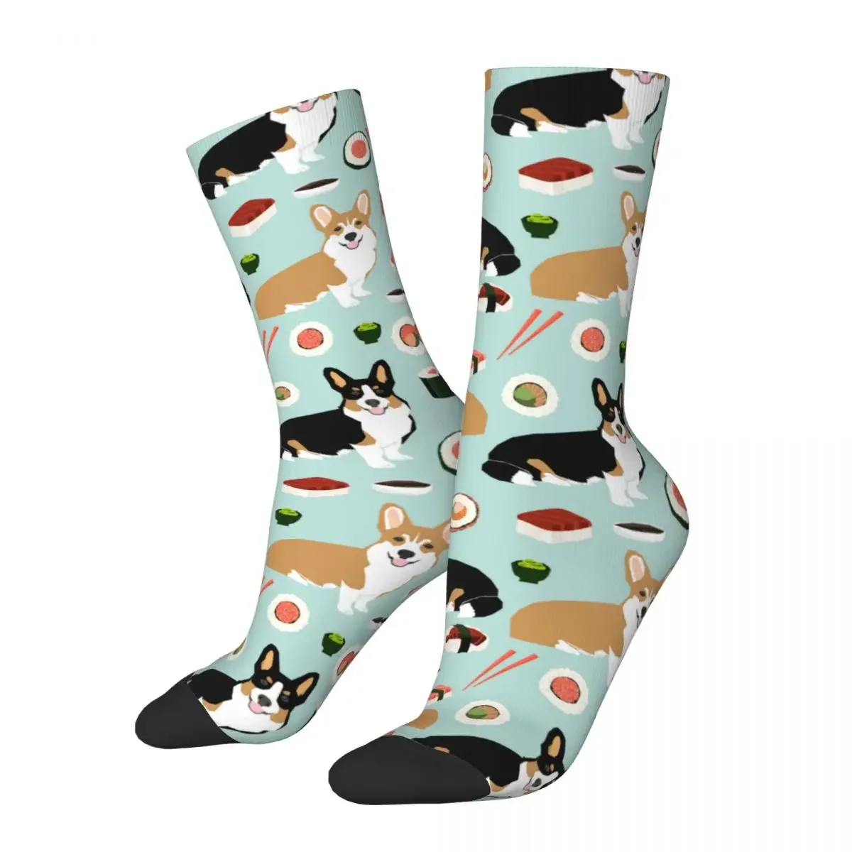 

Corgi Dogs Sushi Food Socks Men's Women's Funny Happy Animal Socks Harajuku Novelty Street Style Socks Gifts